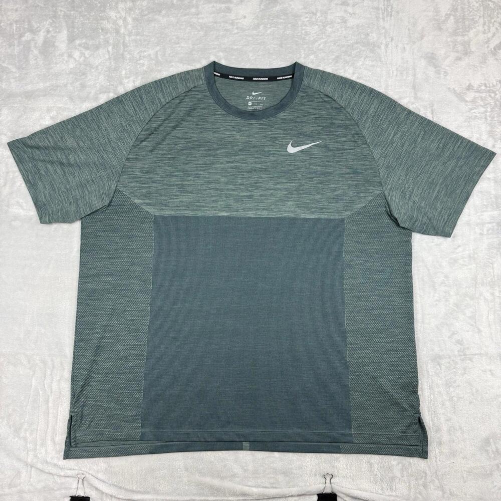 Nike Dri-Fit Running Tee Green Size XXL Performance Training Breathable Top Gym